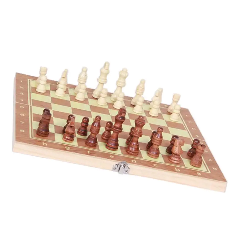 

Wooden Travel Chess Set with Folding Chess Board Educational Toys Backgammon