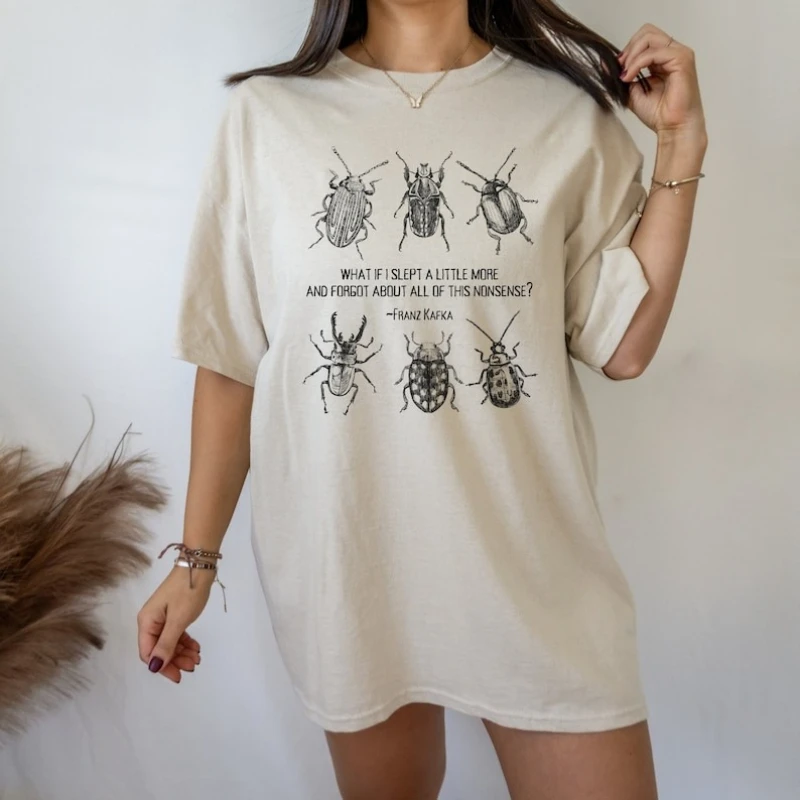 The Metamorphosis Franz Kafka Shirt Literature Insect Goth Literary Academia Dark Cottagecore All-match Printed T-shirt Tops