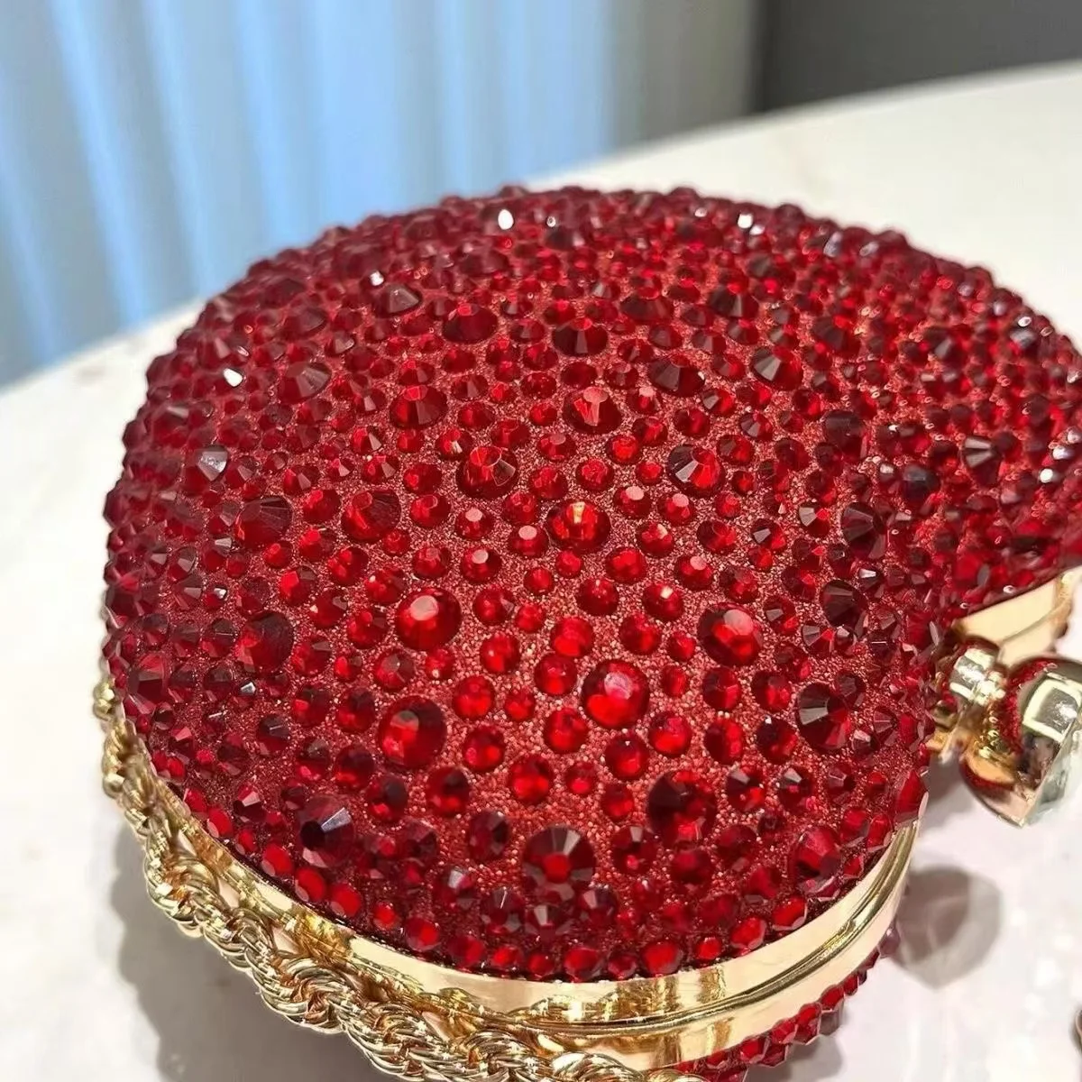 Crystal Shiny Rhinestone Diamond  Evening Bag Glitter Heart-Shaped Women's Handbag Wedding Party Clutch Purse Crossbody Bag view 4