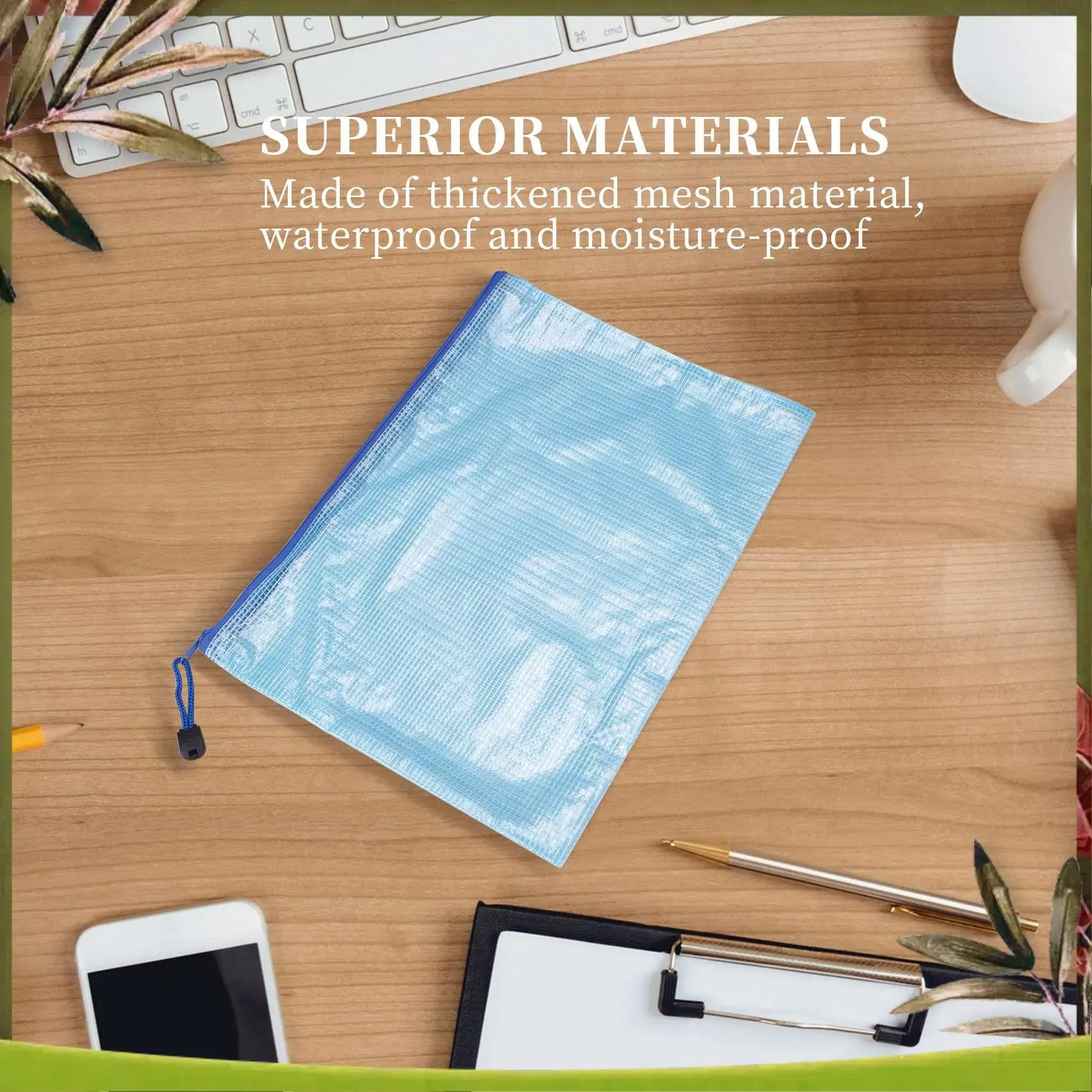 

New-16Pcs Mesh Zipper Pouch Document Bag,Waterproof Zip File Folders,A4 Size, For School Office Supplies,Travel Storage Bags