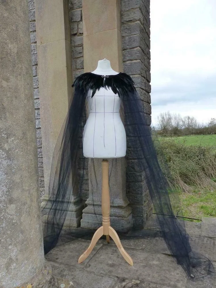 ملابس خارجية بيضاء متوسطة الطول من loween ملابس خارجية باللون الأبيض Bla Feathers Faion ow أداء شبكي زي نسائي #4