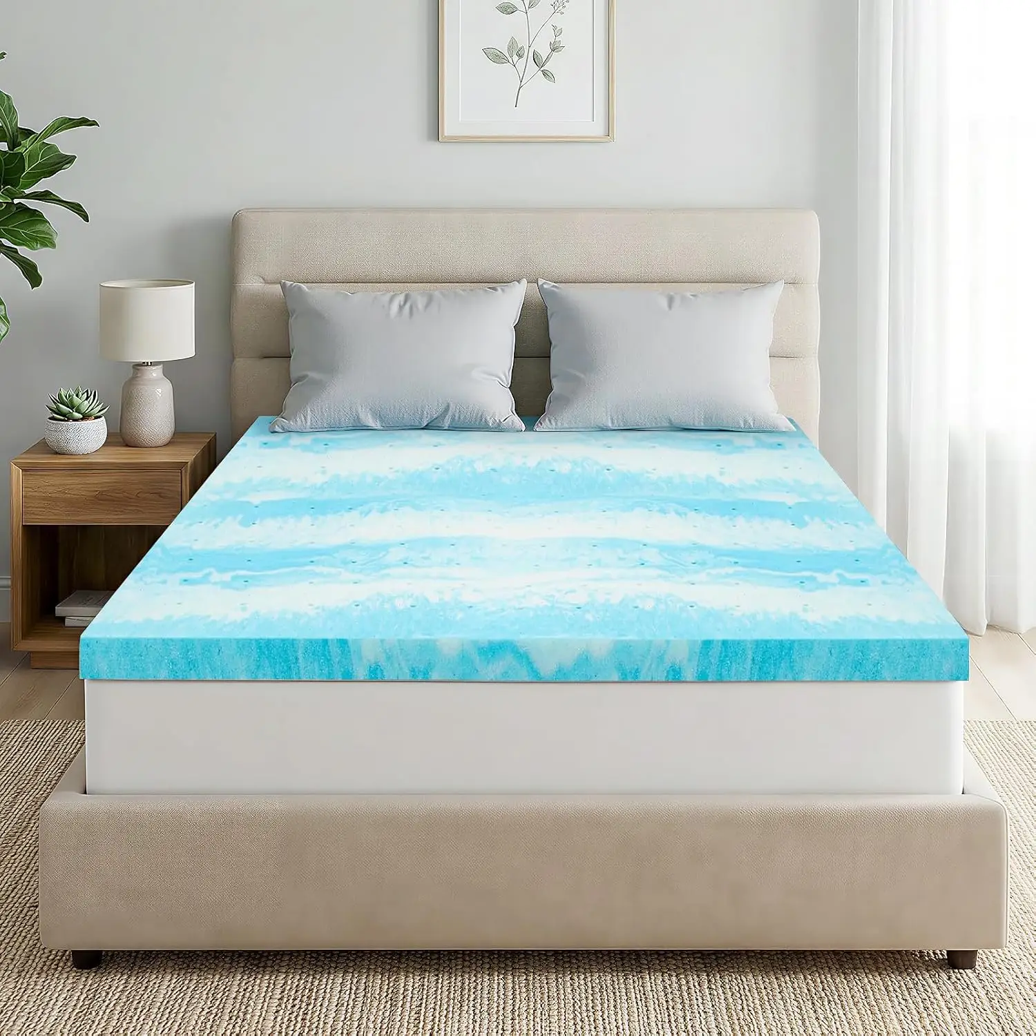 

3 Inch Gel Memory Foam Mattress Topper, Pressure Relief & Cooling Mattress Pad, CertiPUR-US Certified