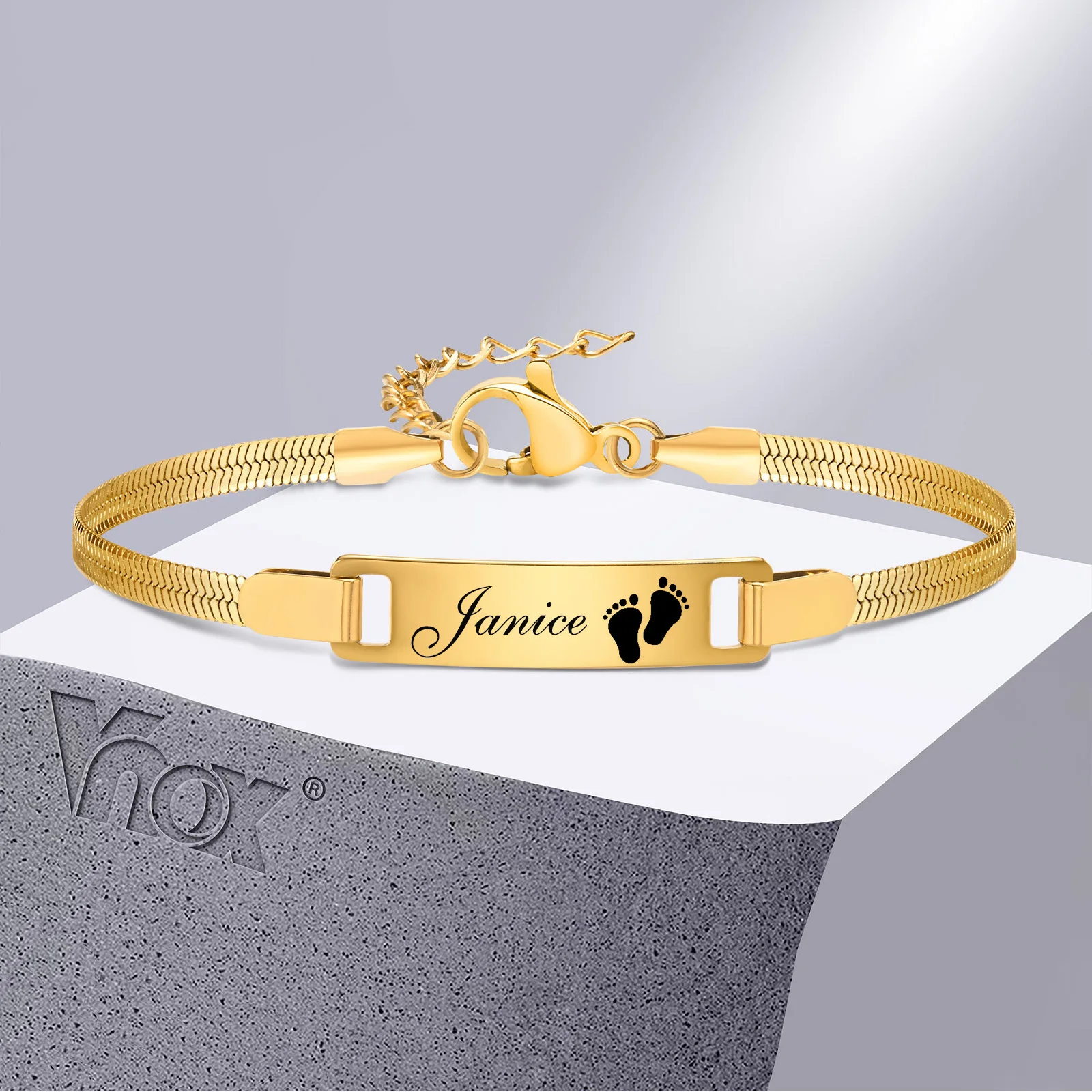 Vnox Customized Mom & Sons Bracelets, Anti Allergy Stainless Steel Girls Boys Bracelet, Personalized Name Birthdate Gift