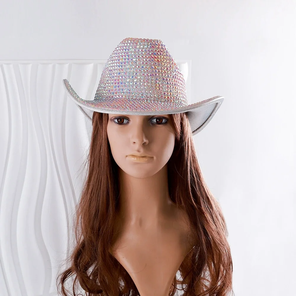 fashion-show-party-sparkling-rhinestone-jazz-hat-music-party-gentleman's-hat-western-cowboy-hat