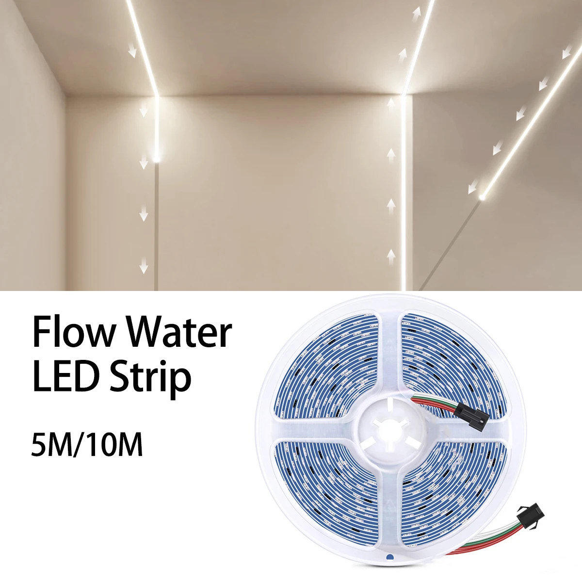 

24V Flow Water LED Strip 5M 10M 120LEDs/M SMD2835+WS2811 IC Horse Race Pixel Tape for Room Wall Lighting Decor,Only Single Strip