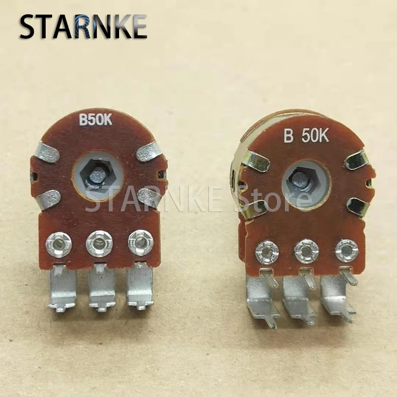 3PCS 148 Type Dual Bent Foot Potentiometer B50K Speaker/amplifier Volume 6Pins Potentiometer Handle Length 15/20MM