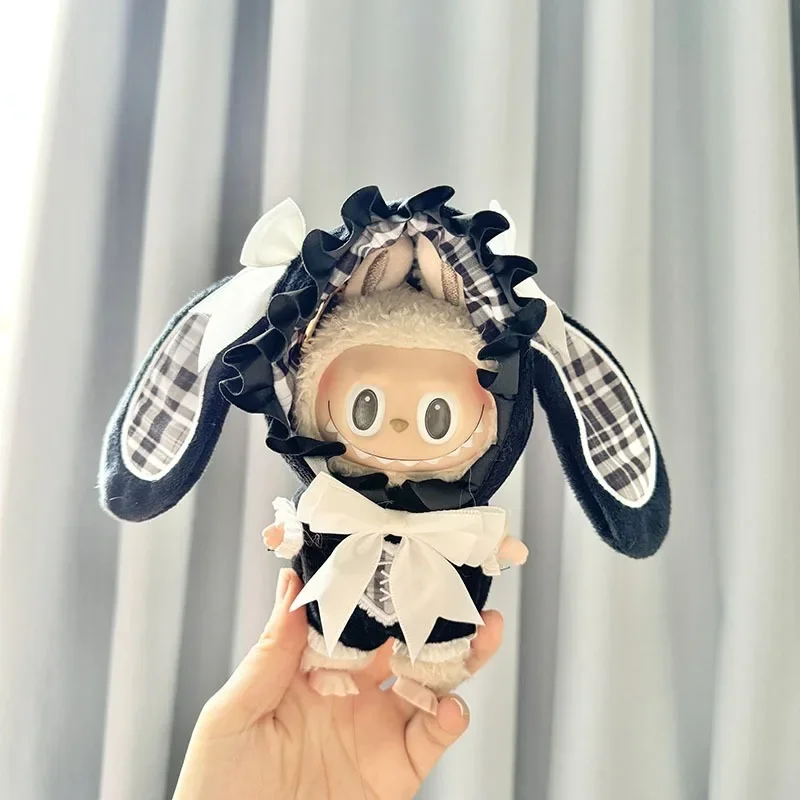 (Solo ropa) Adecuado para muñeca labubu de 15-17cm, conjunto de accesorios de decoración bonitos, mono de juego de rol de conejito de Pascua