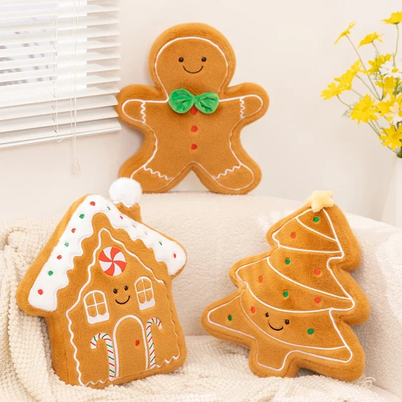 Cartoon Cute Gingerbread Man Plush Toys Stuffed Appease Doll Biscuits Man Pillow Reindeer Gifts