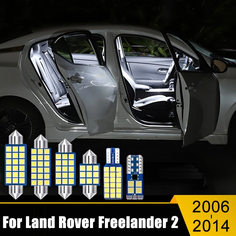 For Land Rover Freelander 2 2006-2009 2010 2011 2012 2013 2014 8PCS Car Reading Lights Glove Box Trunk Lamps Vanity Mirror Bulbs