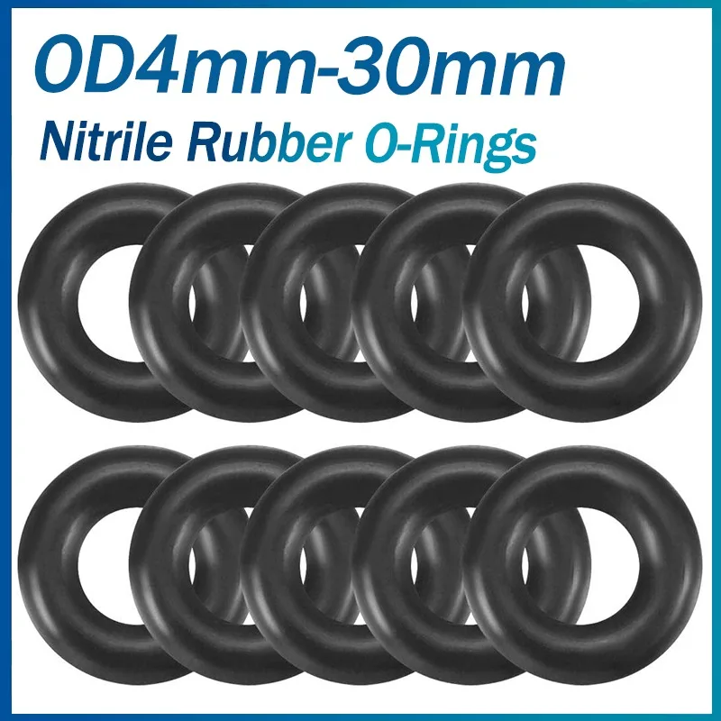 20-30pcs Nitrile Rubber O-Rings OD4mm~30mm CS1mm~4mm NBR Round O Type Corrosion Oil Resist Sealing Gasket Plumbing Waterproof