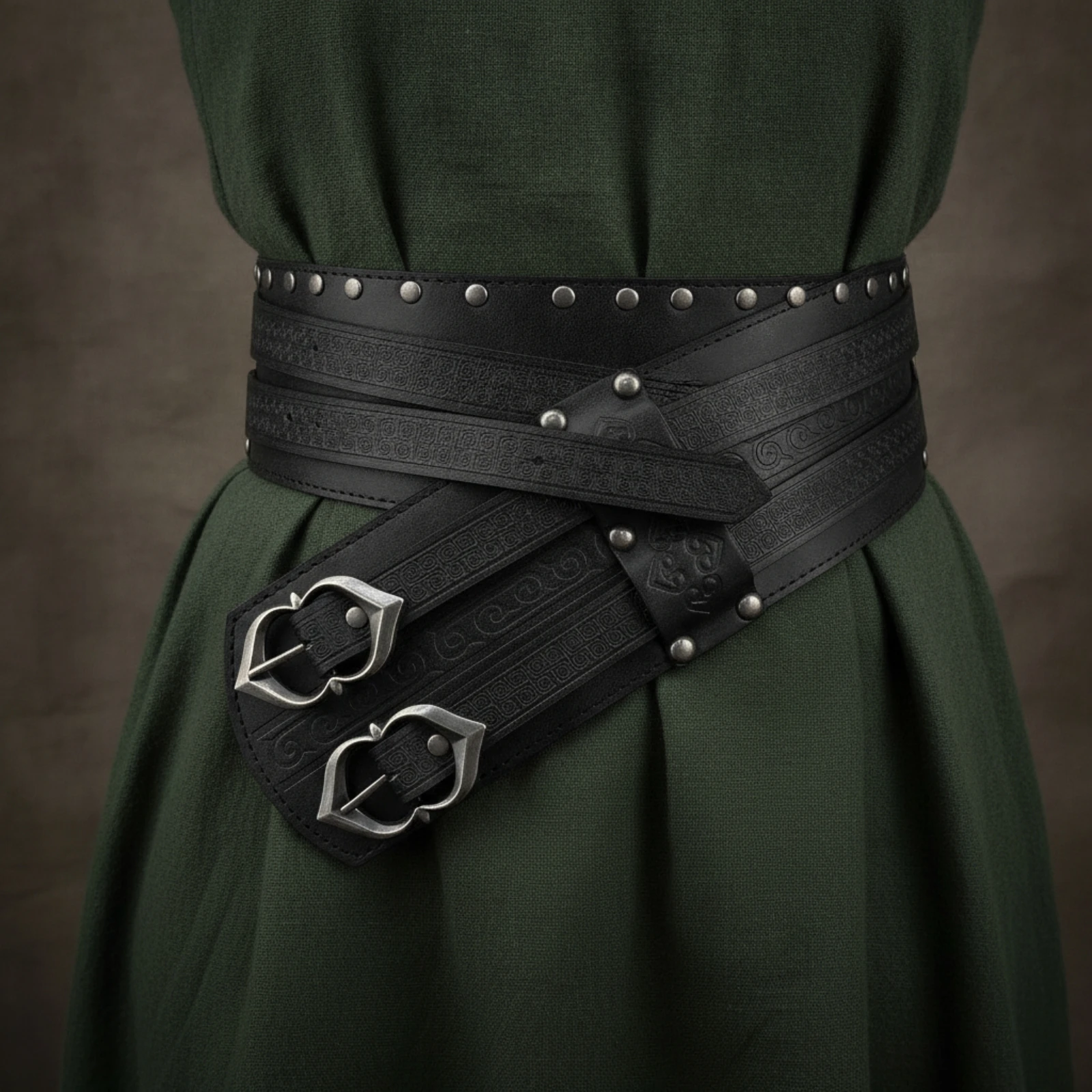 Medieval Belt Historical Costume Accessories Waistband Embossed for Cosplayers, Cosplay, Halloween