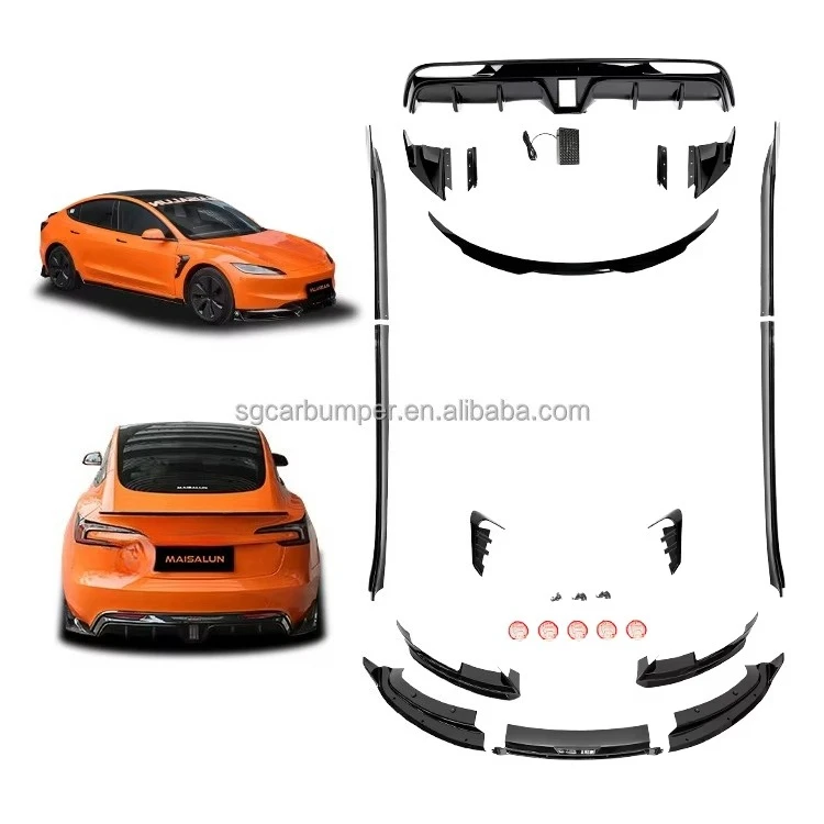 

New Design Car Parts Body Kit for Tesla Model 3 Upgrade Gloss Black/matte Black/carbon Look Body Kit with Front Lip Diffuser