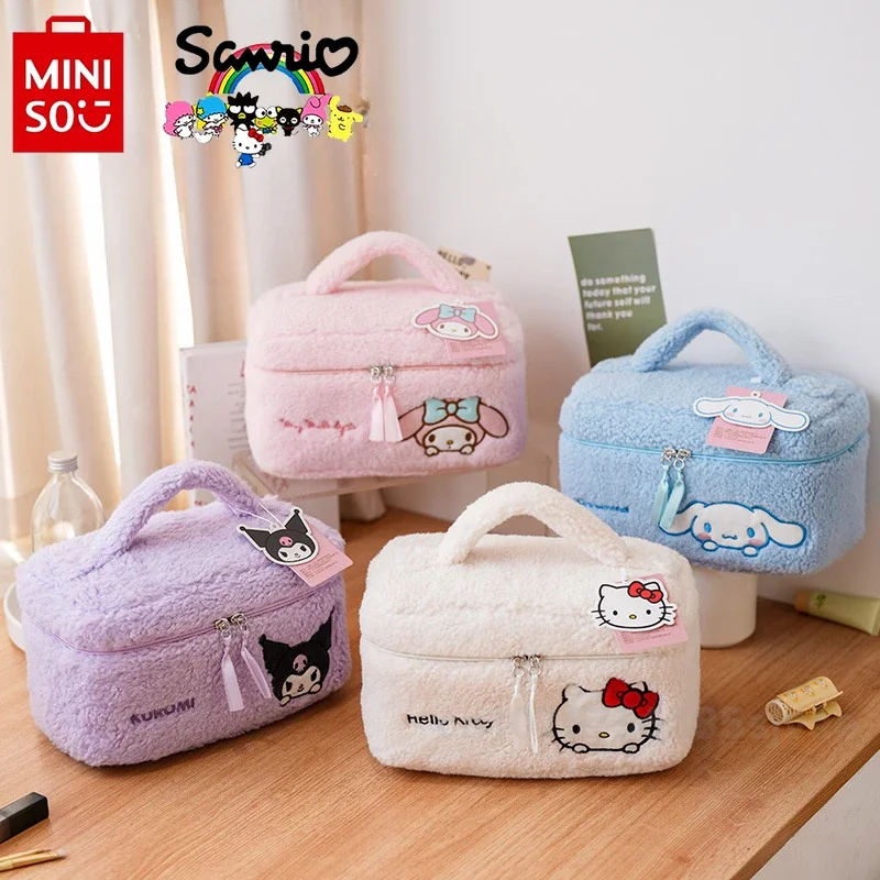 

Miniso Sanrio New Plush Storage Bag Fashionable and High-quality Women's Makeup Bag Cartoon Cute and Versatile Portable Handbag