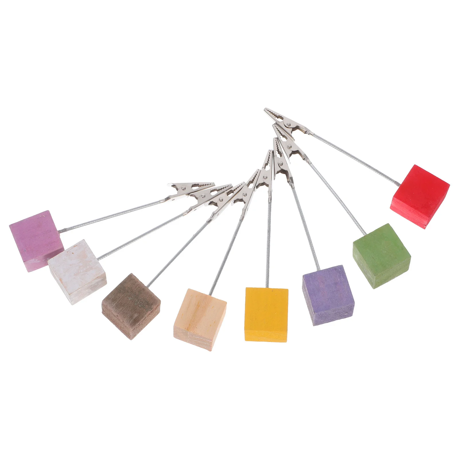 

8Pcs Clip Memo Holder Note Clip Pinewood Base Approx 25x25cm Base Random Color Flexible Wire Cable for Office Home