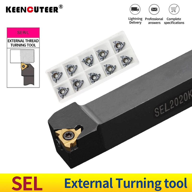 Ferramenta de Rosca Externa Sel20k22 Sel2525m22 Haste Reversa 22ir Lâmina de Carboneto Cnc