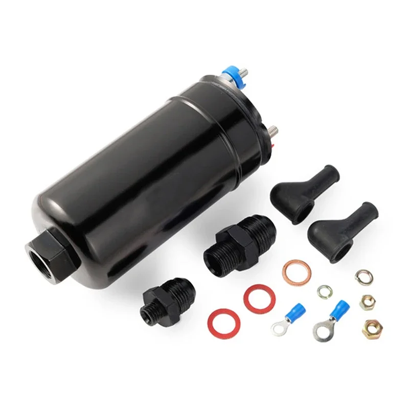

380LPH Inline External Fuel Pump 10AN Inlet + 8AN Outlet 044 Check Vavle Carbon brush and Carbon Commutator made,E85 Fit