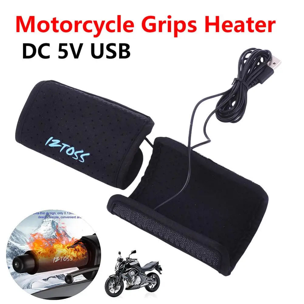 Motorcycle USB Heated Grips Handlebars Removable Motorcycle Handle Bar Warmer Electric Heated Hot Grip Cover Winter Accessories