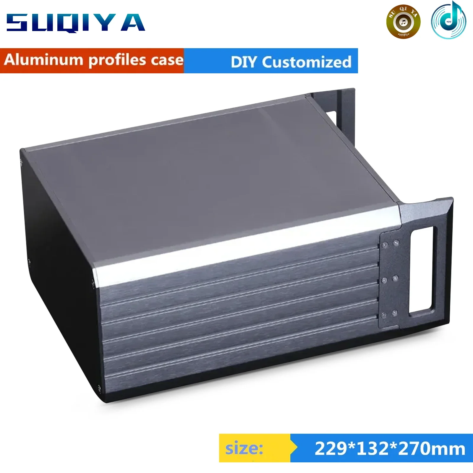 AMP case 229*132*270mm 3U aluminum chassis Instrumentation aluminum chassis amplifier aluminum shell / case/ enclosure / DIY box