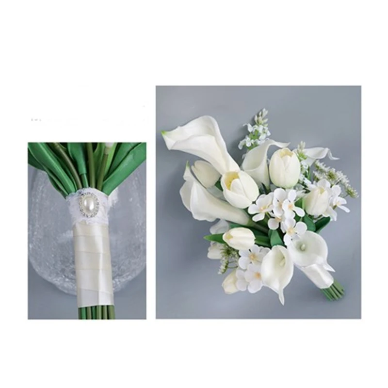 Bouquet artificiale giglio calla fiore rustico vintage da damigella d'onore