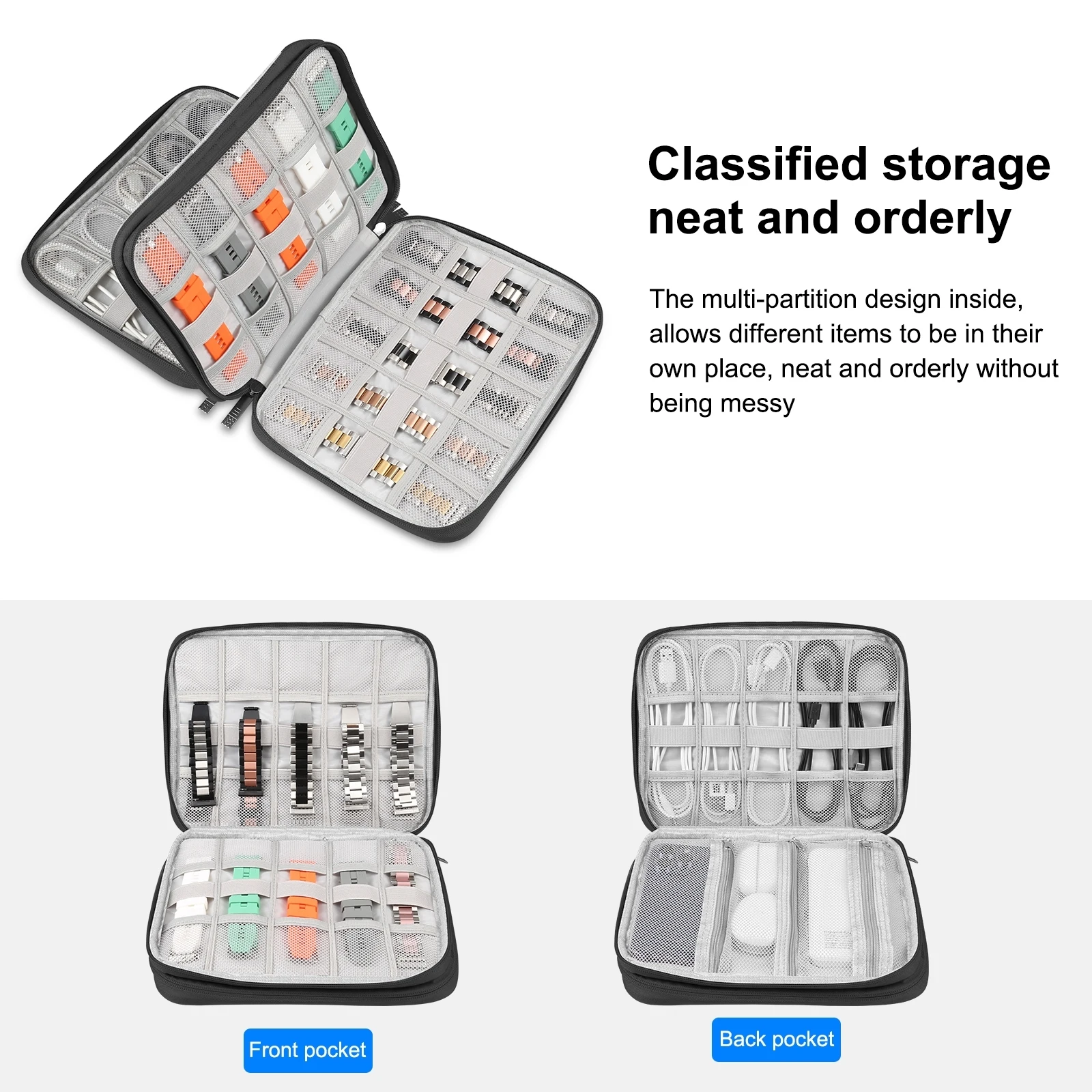 HAWEEL Watch Band Organizer Box Earphones / U Disk / Digital Cable Storage Case
