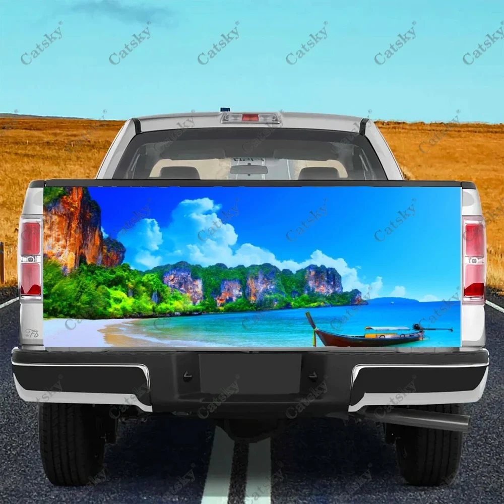 

Nature Scenic Sea Boat Car Tail Trunk Protect Vinly Wrap Sticker Decal Car Hood Decoration Sticker for SUV Off-road Pickup