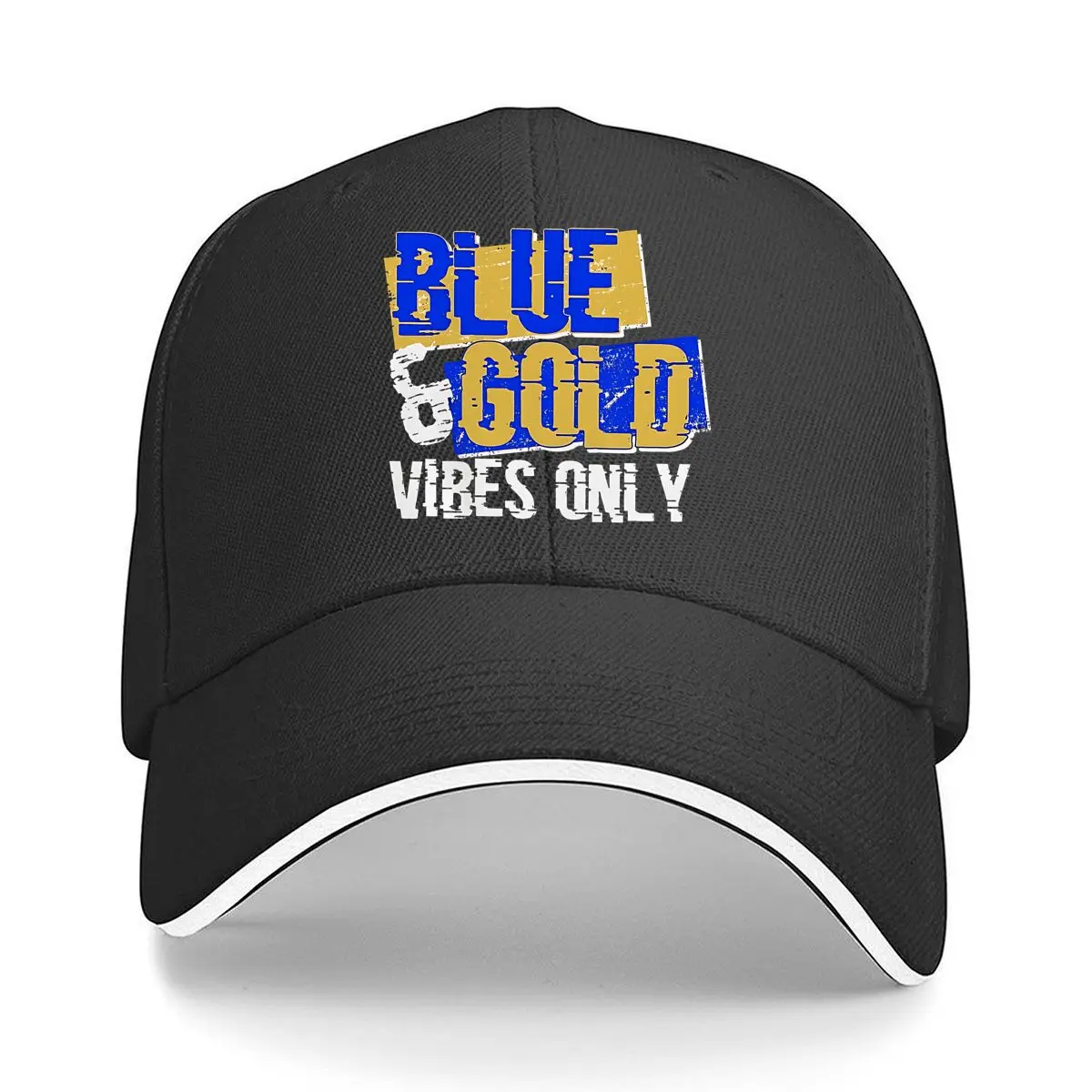 Vintage Blue Gold Vibes Sandwich Baseball Cap