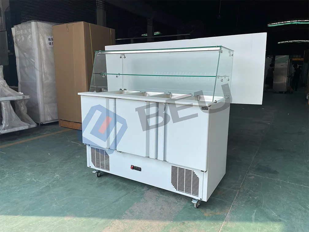 Custom Commercial Salad bar Display Refrigerator air Cooling Stainless Steel Pizza Refrigerator Counter Top Salad showcase
