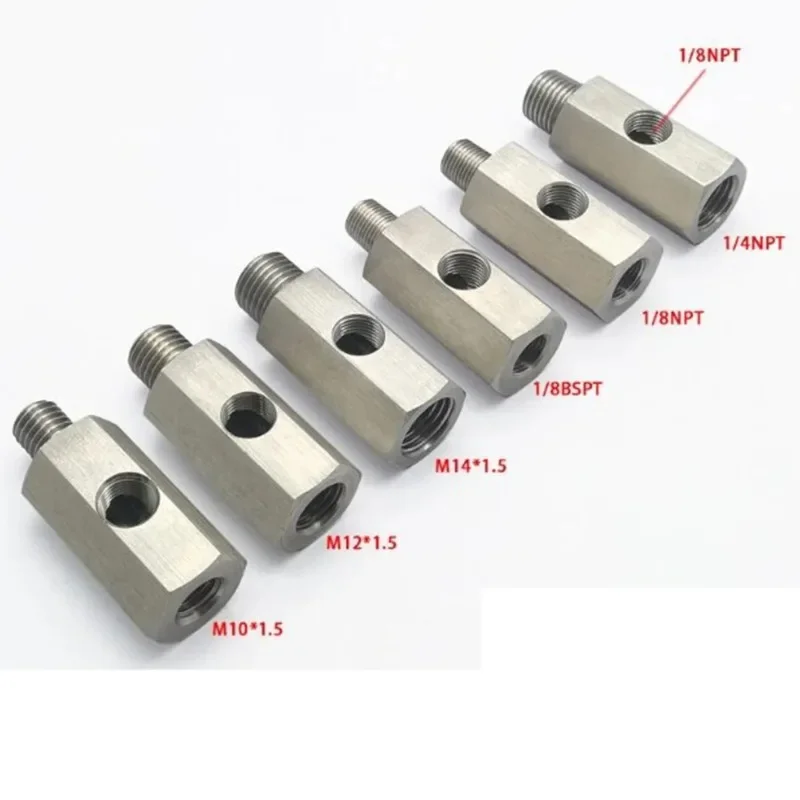 M12 M10 M14 1/8 "NPT أنثى مستشعر ضغط الزيت موصل تغذية خط قياس المحملة محول 1/8NPT 1/4NPT ثقوب جانبية من الفولاذ المقاوم للصدأ