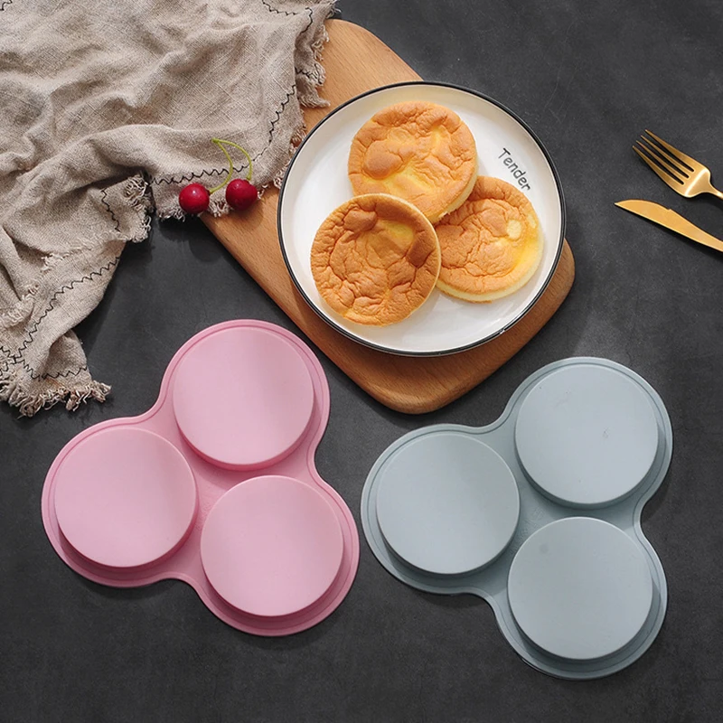 Molde de silicona antiadherente para freidora de aire, forma redonda, 3 cavidades, sartén para huevos, vaporera, herramienta de cocina para huevos fritos