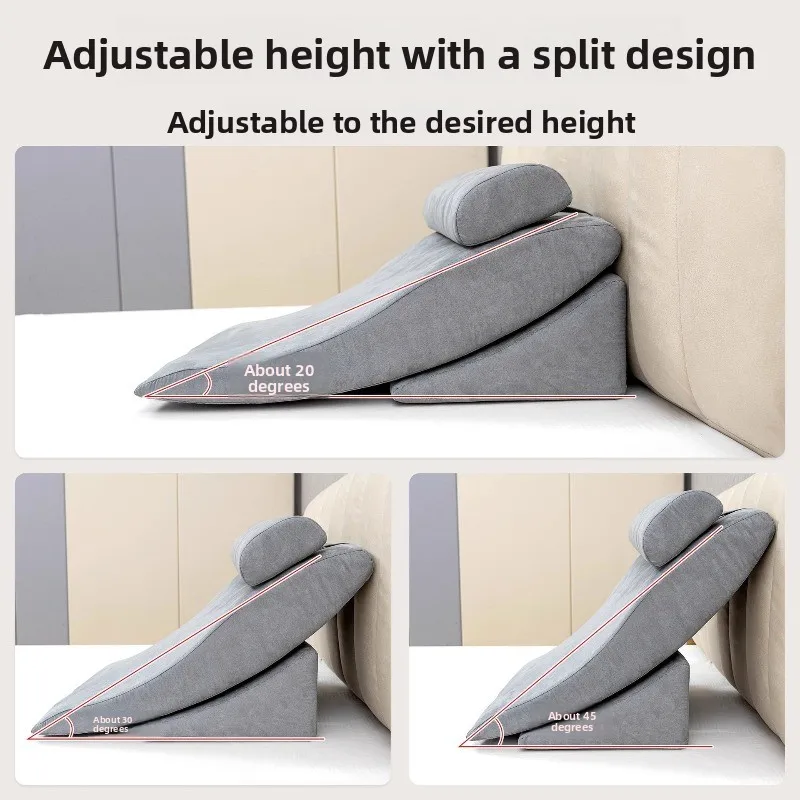 Anti-Reflux Bed Wedge Pillows-Adjustable Medical Backrest for Elderly Soft Cushion with Memory Foam Relief & Posture Support