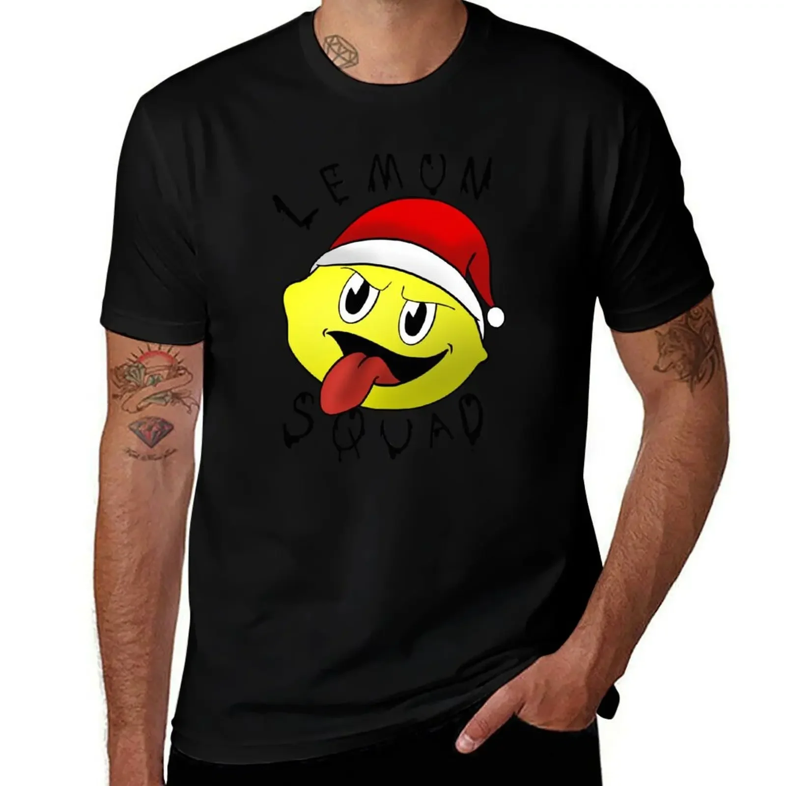 Christmas Lemon Squad T-Shirt Simple Solid Color Crew Neck Tee