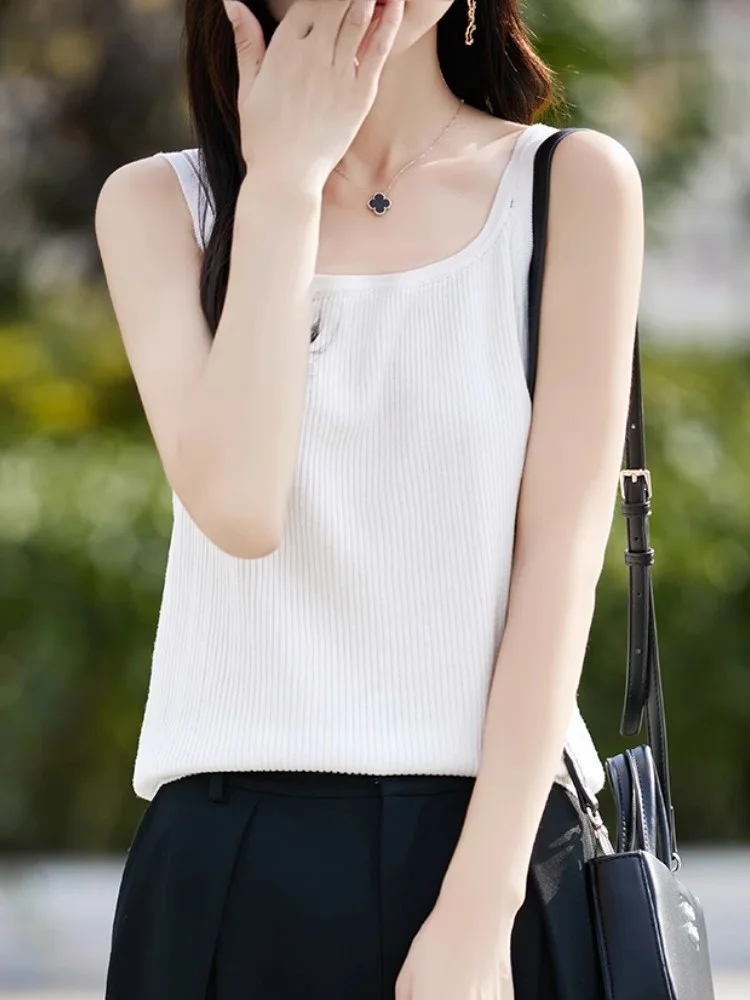 Lacele Tianli tricoté sangle gilet femmes ort Svel haut été coupe ajustée vêtements intérieurs couche de Base vêtements d'extérieur