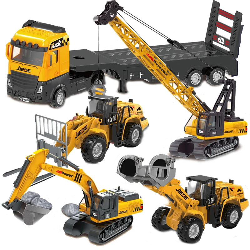 

1:40 7 стилей, строительный бортовый грузовик, экскаватор, кран, модель инженерного грузовика, литой под давлением сплав + пластиковый автомобиль, игрушки для детей