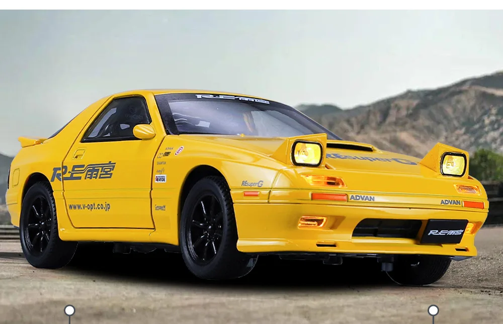 JDM 1:24 RX7 Initial D alliage moulé sous pression modèles de voiture jouet avec son lumière retirer enfants jouet voiture série affichage cadeau de vacances
