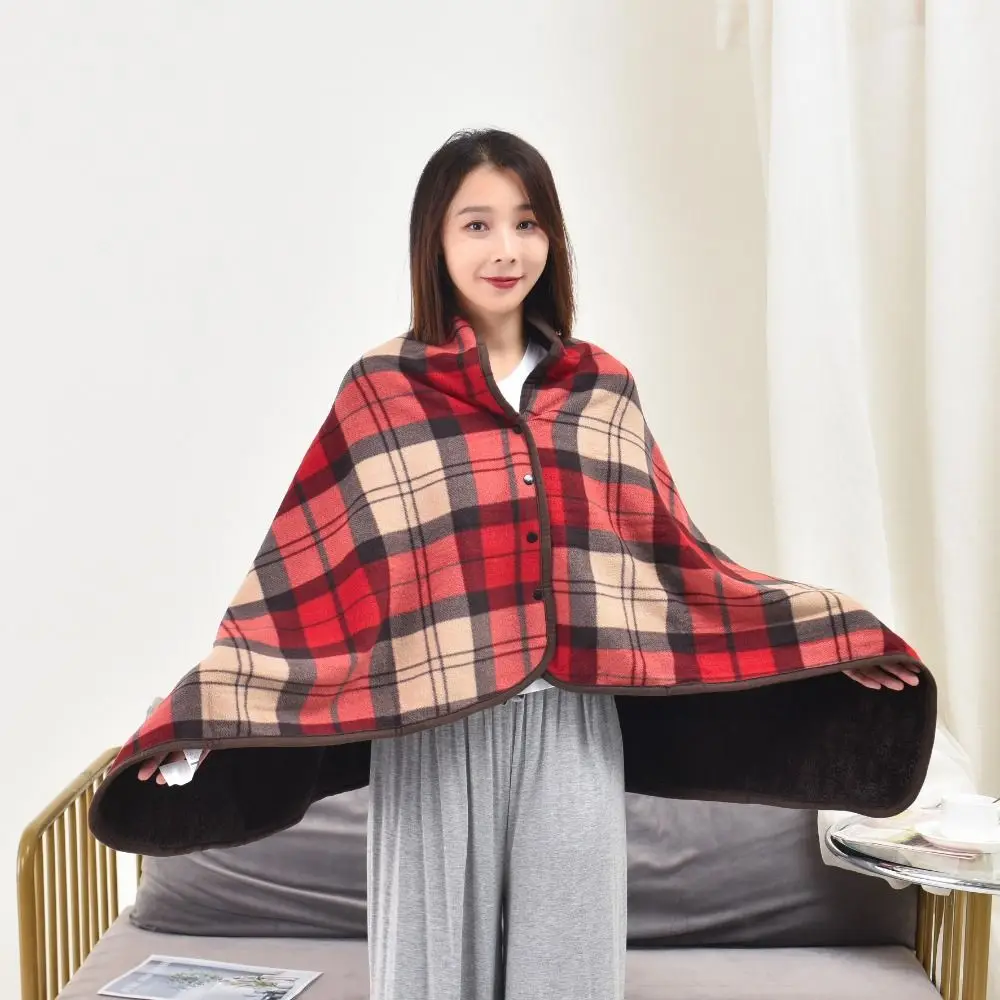 Lazy Plaid Wearable Blanket Fleece-lined Soft Casual Office Blanket Polyester Thicken Thermal Blanket Bedroom