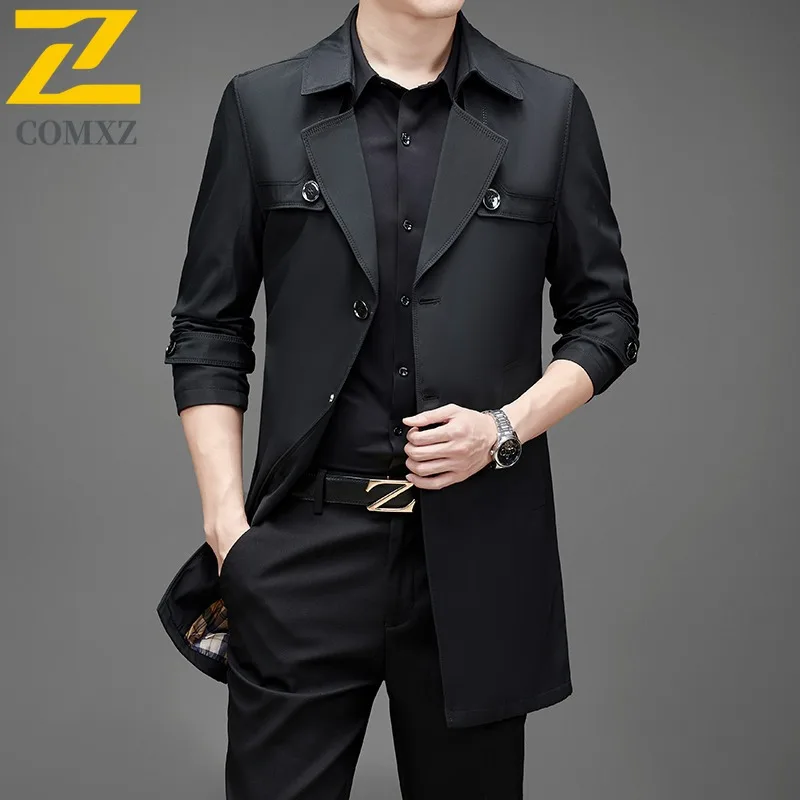 

Men Casual MidLength Jacket Autumn Winter Korean Style Windbreaker Business Slim Fit Warm Lightweight Layered Daily Outing Coat