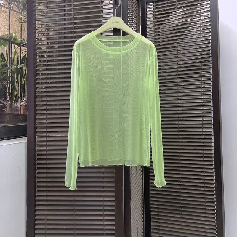 T-shirty damskie gaza jednolita, letnia cienka O-neck cały mecz krem do opalania słodka prosta na co dzień damska koreański styl podstawowa moda