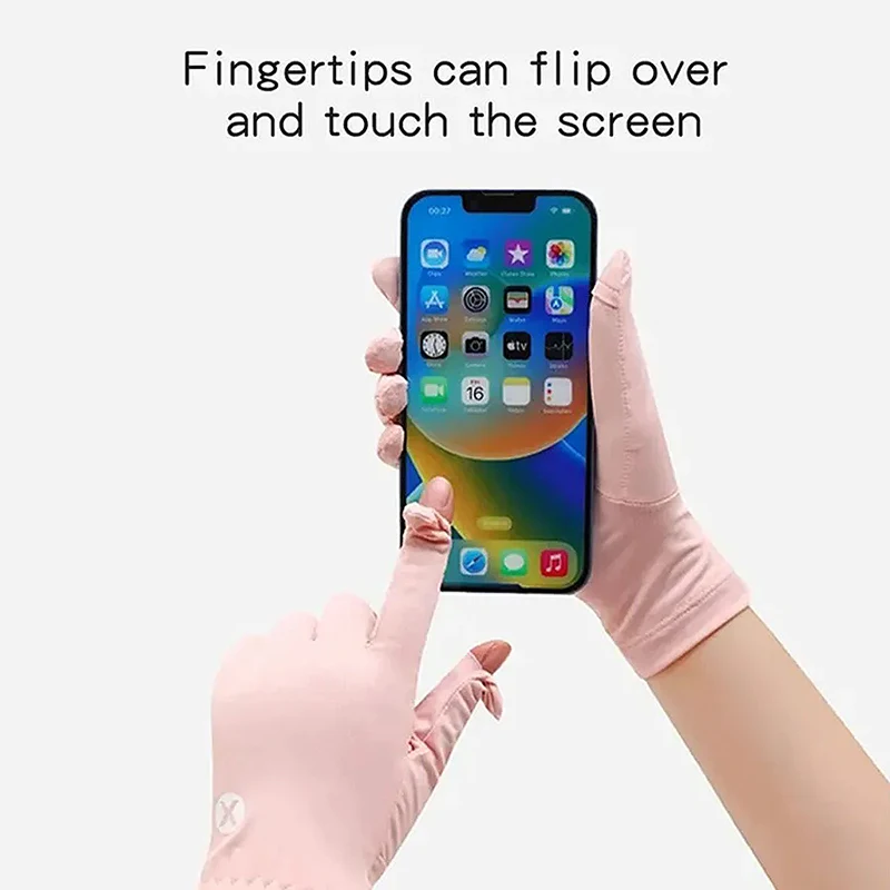 قفازات صيفية من الحرير الجليدي قابلة للتنفس للقيادة في الهواء الطلق وركوب الدراجات، قفازات واقية مرنة قابلة للطي بشاشة لمس مقاومة للأشعة فوق البنفسجية #3