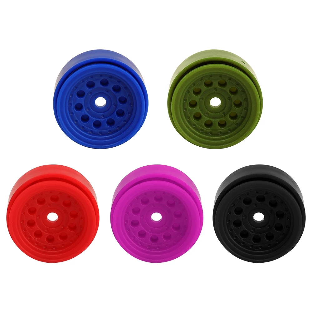 4Pcs 1.0 inch Plastic Beadlock Wheel Rims 29.6mm Outer Diamter With Rubber Tires For 1/24 SCX24 1/28 Mini RC Crawler Upgraded