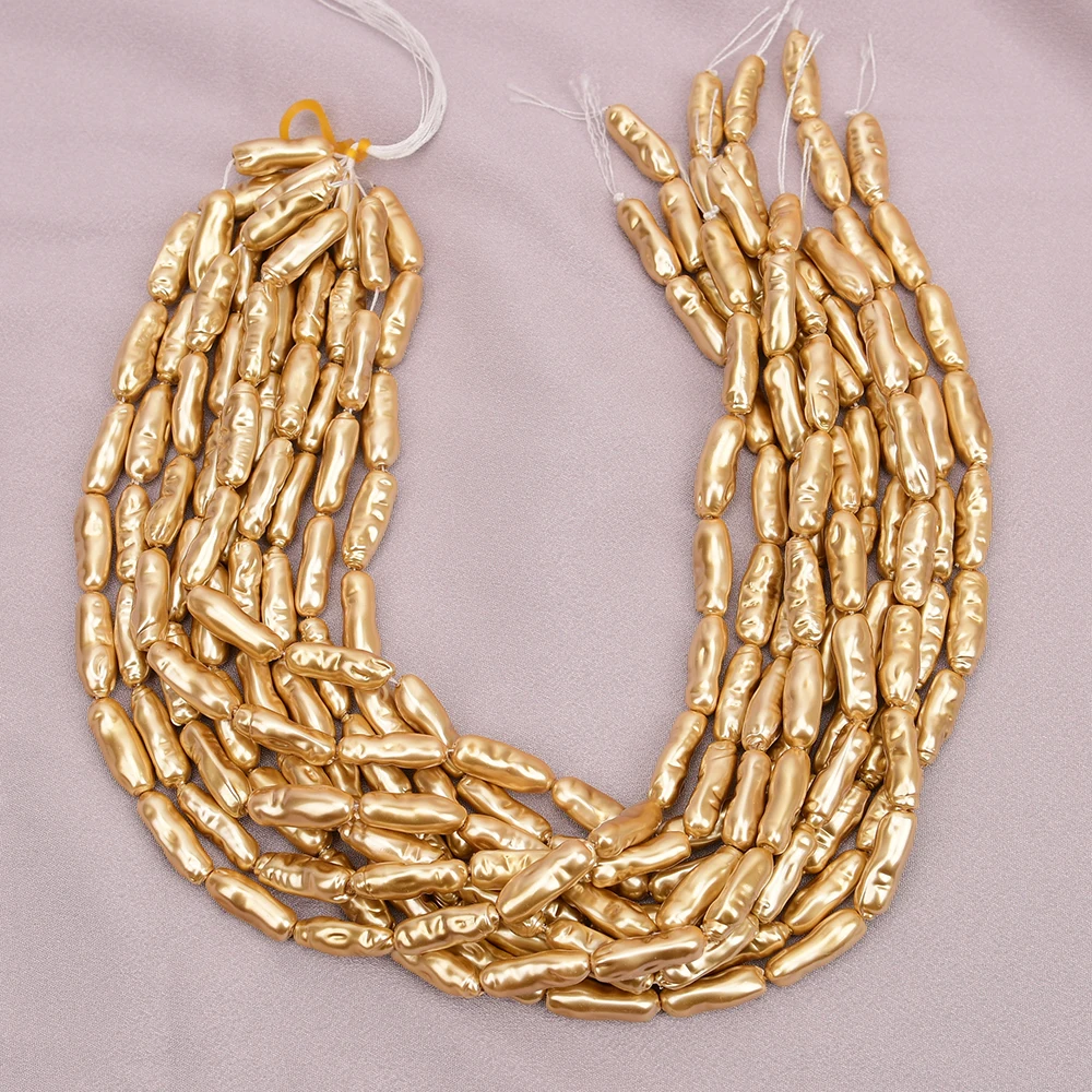 APDGG Natural Champagne Color Sea Shell Nugget Loose Beads 16'' Strand For Necklace Bracelet Jewelry Making DIY