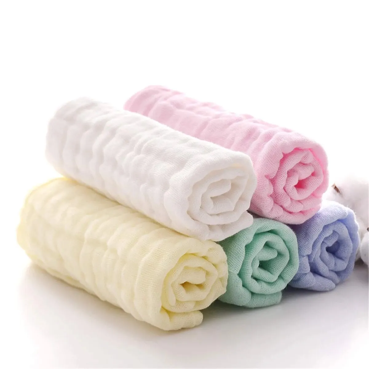 Cotton Square Face Towel 5piece/set Muslin Baby Stuff for Newborns Gauze Baby Wipes Wash Cloths