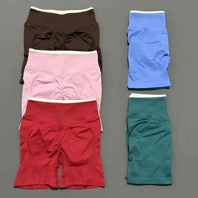 

Шорты HISTELLO Contrastline Sculpt Scrunch для женщин, бесшовные, для йоги, тренировок в спортзале, однотонные, для фитнеса, бега, спортивные леггинсы