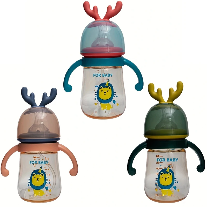 

240ml Baby Bottle with Handle - Easy-to-Grip Feeding Bottle, Perfect as a Christmas Gift, Ideal for Water and Formula