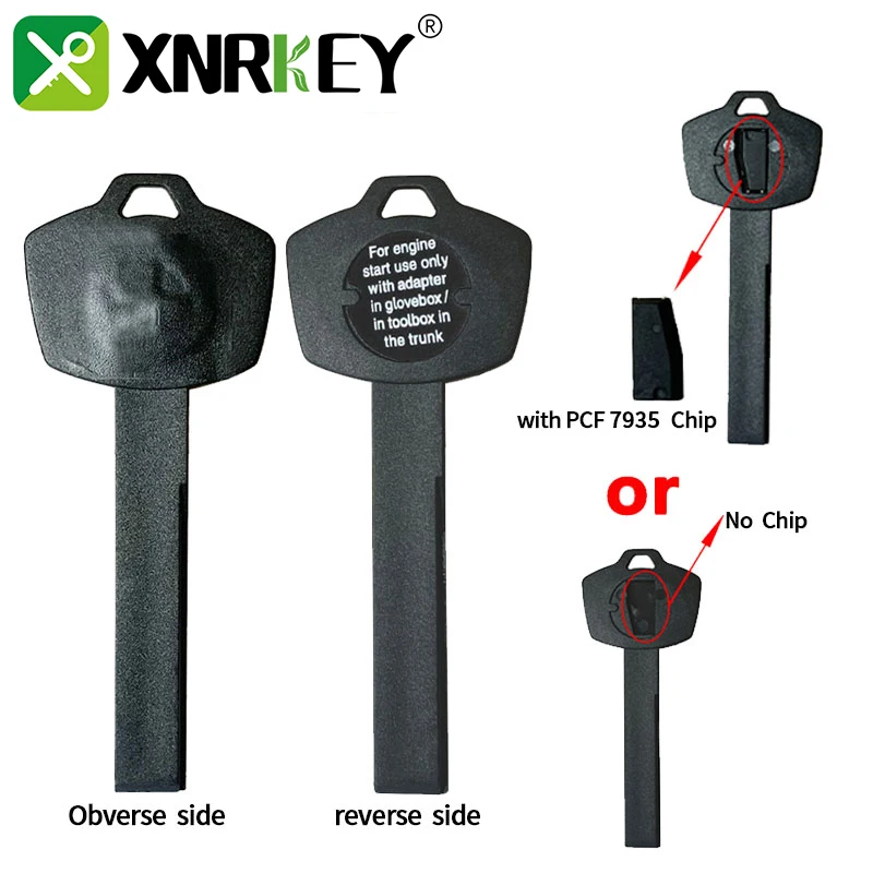 XNRKEY Replacement Smart Emergency Plastic Key Blade for BMW X5 X6 E93 E92 E60 with ID44/PCF7935 Chip or Without Chip for Choose