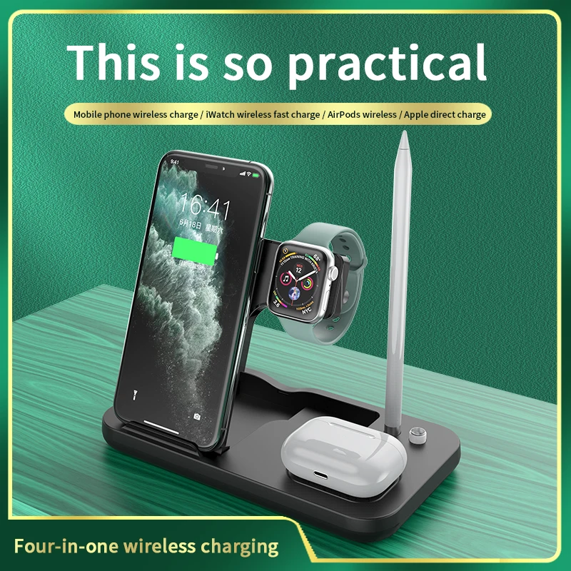 New 4 In 1 Qi Wireless Charger Stand Wireless Charger fast charging for Apple Watch8 7 6 5 4 3 SE/AirPods Pro/iPhone 12 11 XS XR