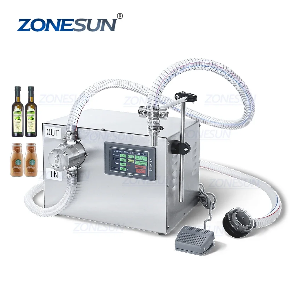 

ZONESUN ZS-G25A Magnetic Pump Detergent Beverage Shampoo Sesame Oil Large Flow Bottle Quantitative Thick Liquid Filling Machine