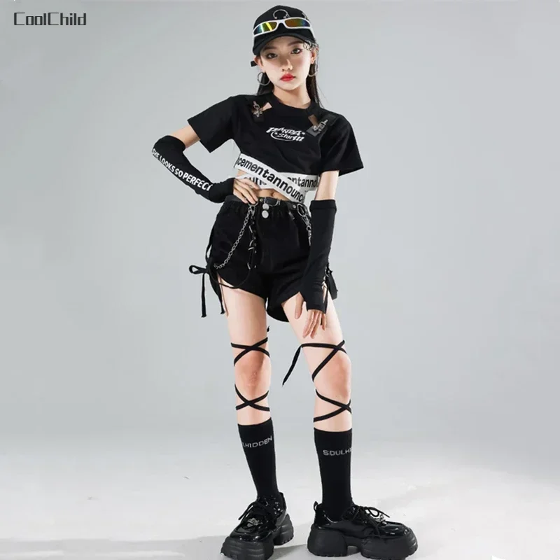 Hip Hop Kids Crop Top Street Dance Cargo Pants Pleated Skirts Girls K-pop Streetwear Children Jazz Costumes Stage Clothes Sets