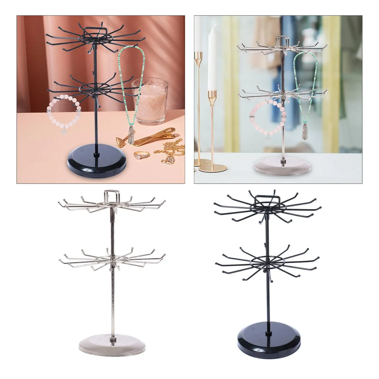 

Rotating Necklace Holder Necklace Stand Multipurpose Metal Jewelry Stand
