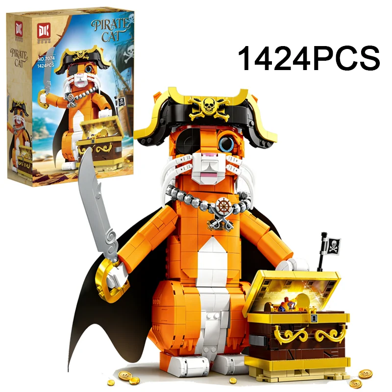 

1424PCS Creative Pirate Cat Captain Model Building Blocks Construction Bricks Toy Birthday Gift For Children Kids