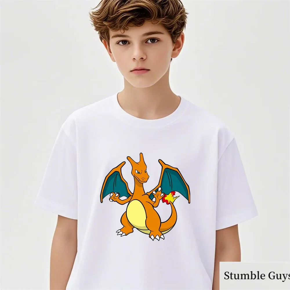 เสื้อยืดอนิเมะเด็ก ลายการ์ตูนโปเกมอน พิคาชู เก็นการ์ เสื้อผ้าลำลองสำหรับเด็กผู้ชาย เสื้อเด็กผู้หญิง ของขวัญวันเกิด เสื้อแฟชั่นวัยรุ่น